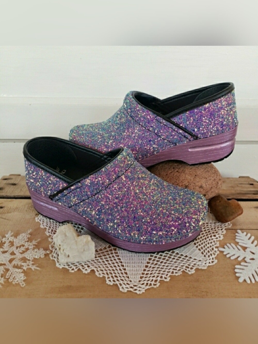 Lilac Dansko Pro Glitter Clog Sparkle Fairycore Festive Boho Cottage Prairie 🌿 - Picture 10 of 12